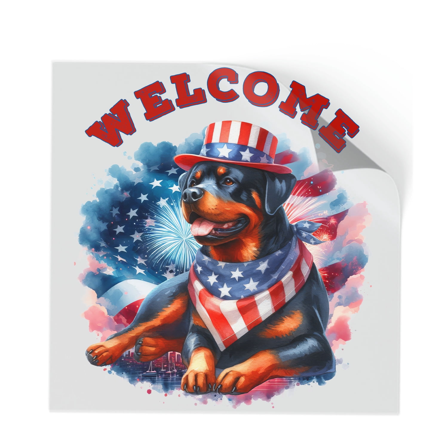 July Rottweiler Rottweiler Patriotic Welcome for 4Th of July Independence Day Cutout ...