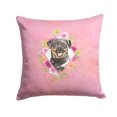 thumbnail image 1 of Rottweiler Pink Flowers Fabric Decorative Pillow, 1 of 4