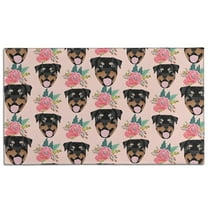 Rottweiler and Pioneer Flower Door Rugs,Washable Non Slip Door Mats Indoor,Decorative Door Mats,Entry Mat Indoor for Entrance,Bedroom,Kitchen,Bathroom,17"x30"