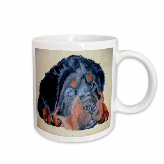 3drose, Rottweiler Portrait - Rottweiler, Rottweilers, Rottie, Rotties, Rottie Owner, Rottweiler Puppy, 11oz Mug
