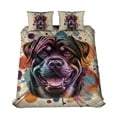 thumbnail image 1 of Rottweiler Portrait Watercolor Vintage Retro Styles Quilt Bedding Set Rottie Dog Lover Gifts Idea 1 Blanket Bed Cover 2 Pillowcases - 00001, 1 of 5