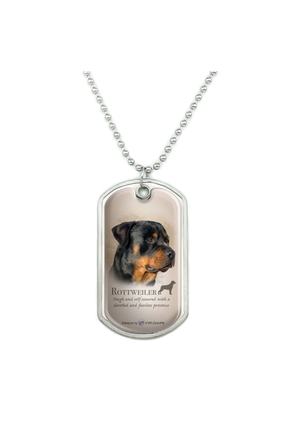 Rottweiler Rottie Dog Breed Military Dog Tag Pendant Necklace with Chain