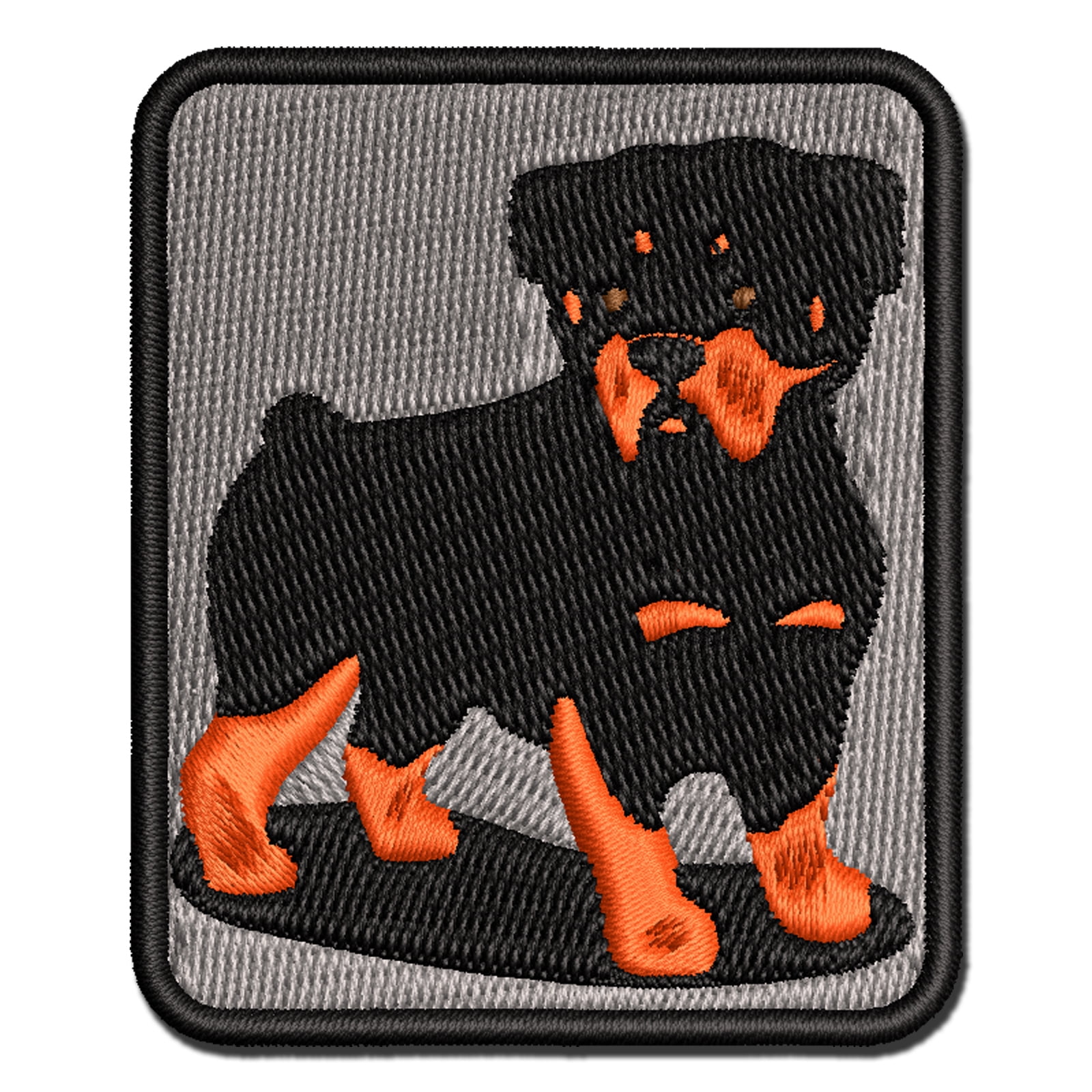 Rottweiler Rottie Standing Dog Applique Multi-Color Embroidered Iron-On Patch - 3.5 Inch Large