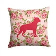 thumbnail image 1 of Rottweiler Shabby Chic Pink Roses Fabric Decorative Pillow, 1 of 4
