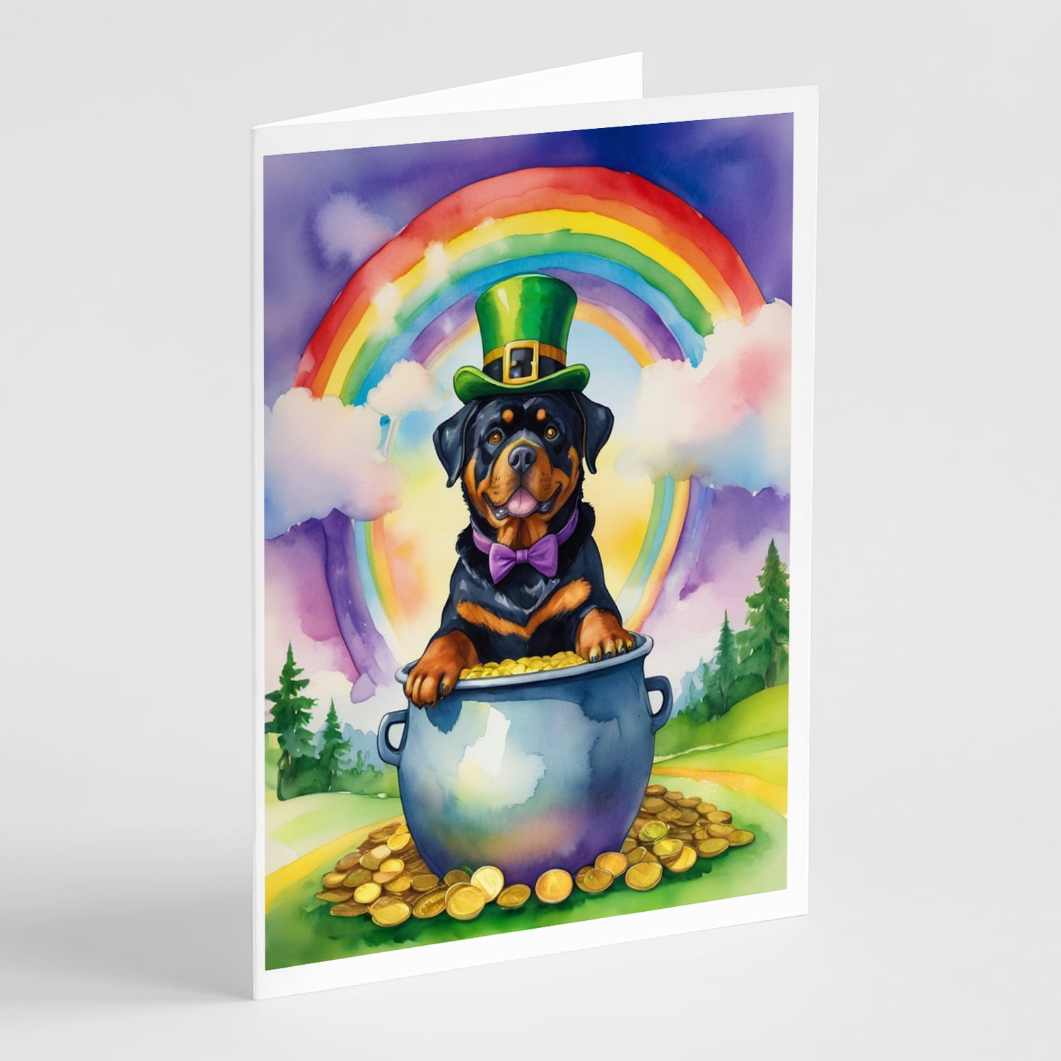 Rottweiler St Patrick's Day Greeting Cards Pack of 8 7 in x 5 in
