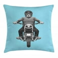 thumbnail image 1 of Rottweiler Throw Pillow Cushion Cover, Dog Breed Riding Motorcycle Adventurous Scooter Hard Hat, Decorative Square Accent Pillow Case, 18" X 18", Grey Dark Grey and Pale Sky Blue, by Ambesonne, 1 of 2