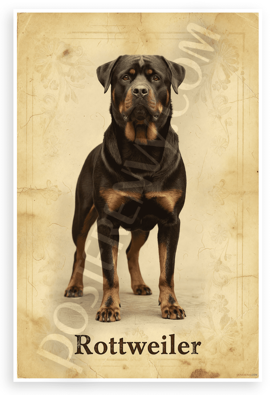 Vintage Rottweiler Rottweiler Vintage Retro Dog Portrait 12x18 US Made Poster - Walmart.com