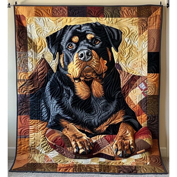 Rottweiler Watch Quilted Blanket