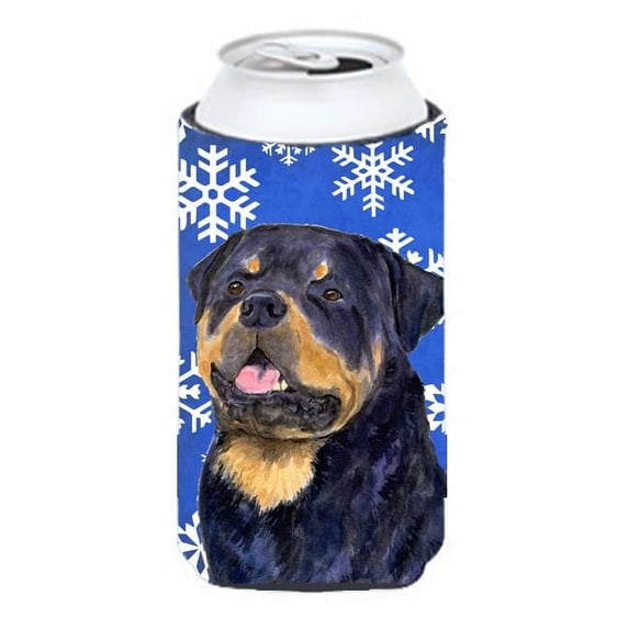 Rottweiler Winter Snowflakes Holiday Tall Boy bottle sleeve Hugger - 22 To 24 oz.
