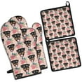 thumbnail image 1 of Rottweiler and Flower Kitchen Oven Mitt and Pot Holder Sets 4 Pcs for Baking, Cooking and Grilling, Heat Resistant Up To 392 °F, 1 of 7