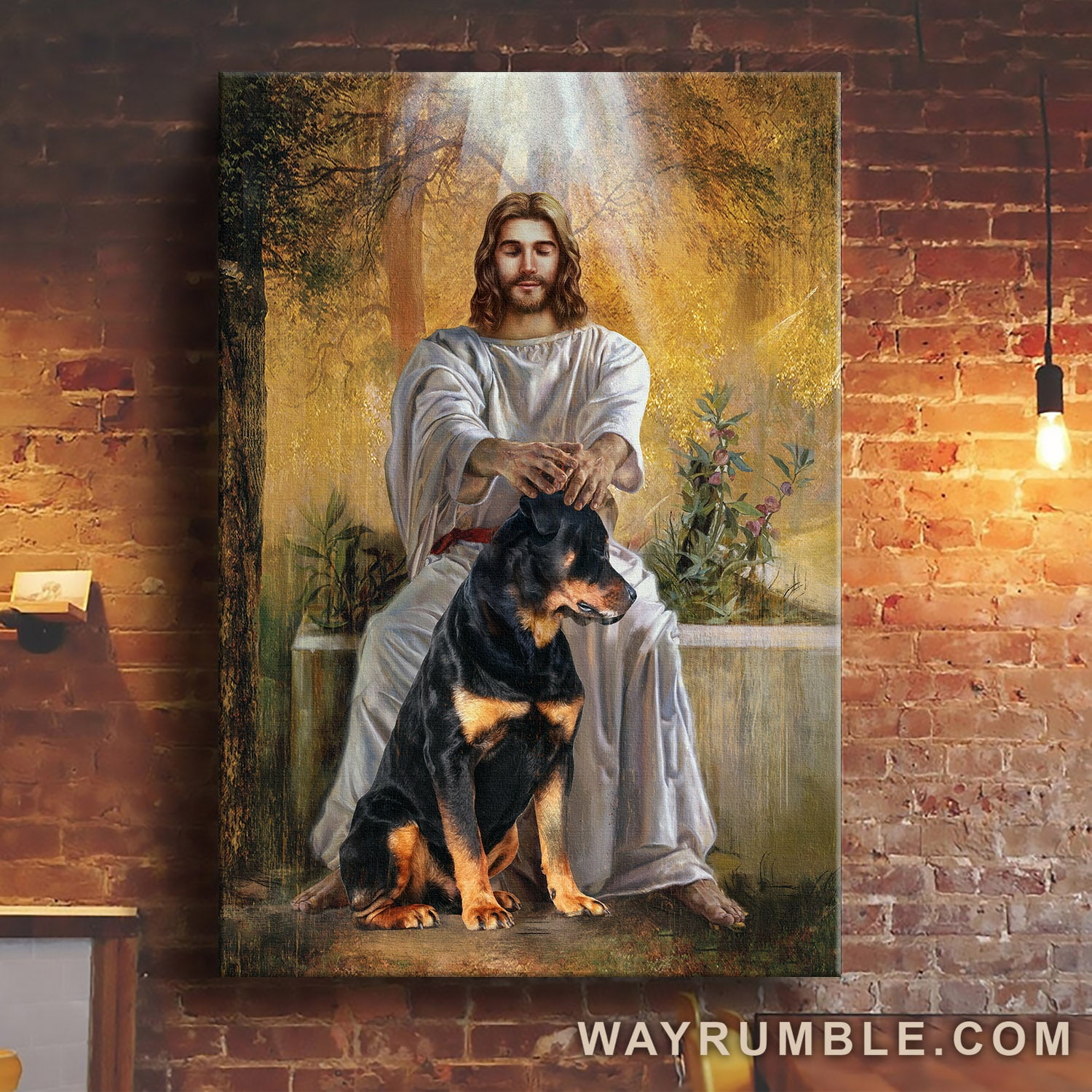 Rottweiler dog, Jesus painting, Animal drawing - Jesus Portrait poster ...