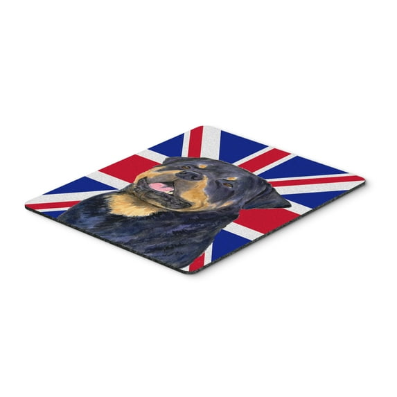 "Rottweiler with English Union Jack British Flag Mouse Pad Hot Pad or Trivet"