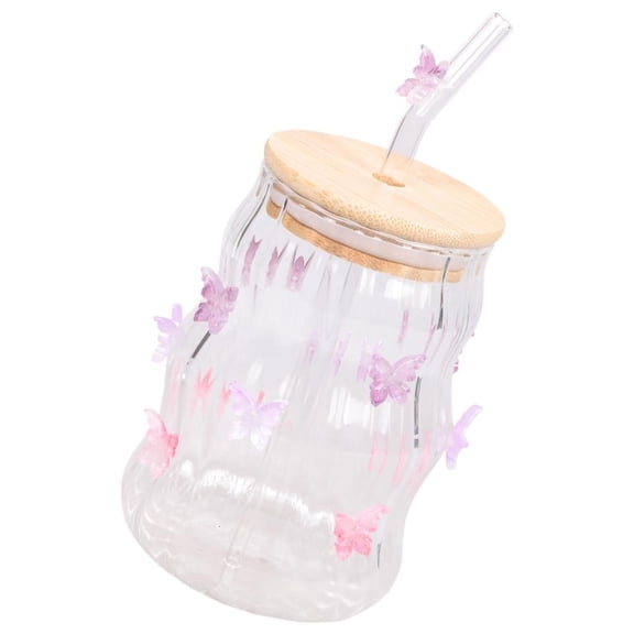 Rotund Heatproof Glass Cup With Decorative Ribbon Detailing For Daily Use