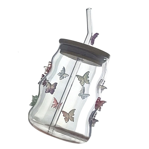 Rotund Heatproof Glass Cup With Decorative Ribbon Detailing For Daily Use