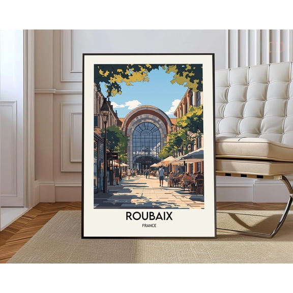 Roubaix France City Map Poster, Stretched Canvas 8x10in