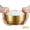 thumbnail image 1 of Roucerlin 2Pack Thick 304 Stainless Steel Bowls, Small Double Wall Rice Bowls, Stainless Steel Soup Bowl Salad Bowl Noodle Bowl, Metal Bowls for Fruit Cereal Snack Appetizer (Gold, 4.7in), 1 of 7