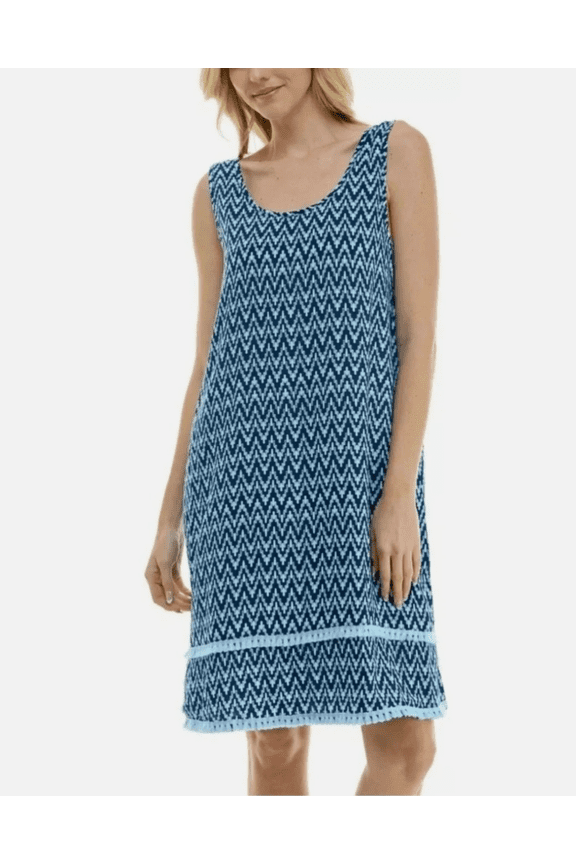 Women's Printed Tassel-Trim Tank Nightgown - Slash Geo, Small