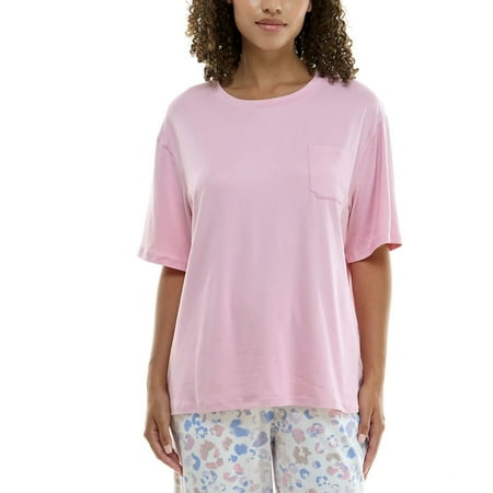 Roudelain Women's Round-Neck Dolman-Sleeve Pajama Shirt - Cameo Pink - MUS