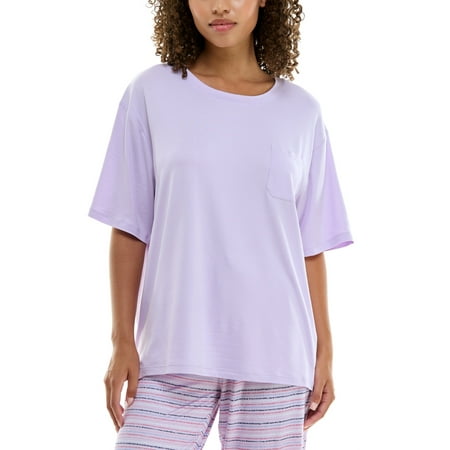 Roudelain Women's Round-Neck Dolman-Sleeve Pajama Shirt - Lavender Fog, Size X-Large