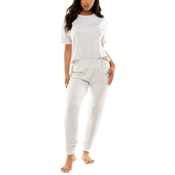 Roudelain Womens Brushed Butter Knit Short Sleeve and Jogger Pajama Set