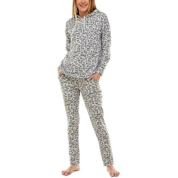 Roudelain Womens Drop Shoulder Hoodie and Slim Leg Pant Lounge Set