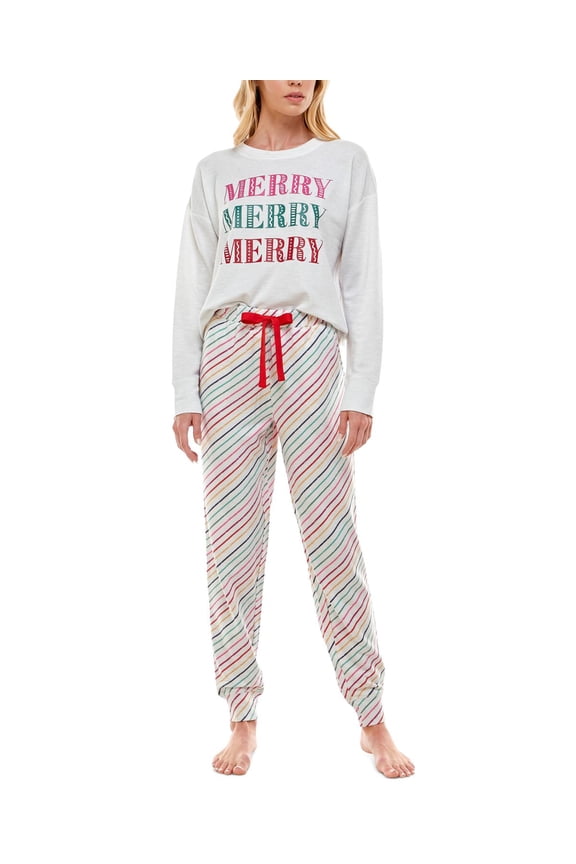 Womens Holiday Sweatshirt & Jogger Pants Pajama Set