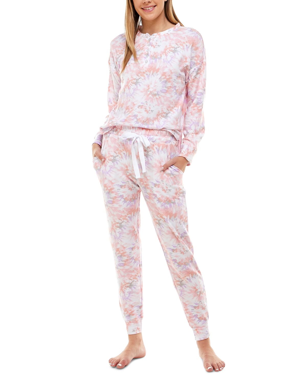 Roudelain Womens Long Sleeve Top Jogger Lounge Set Delicate Tie