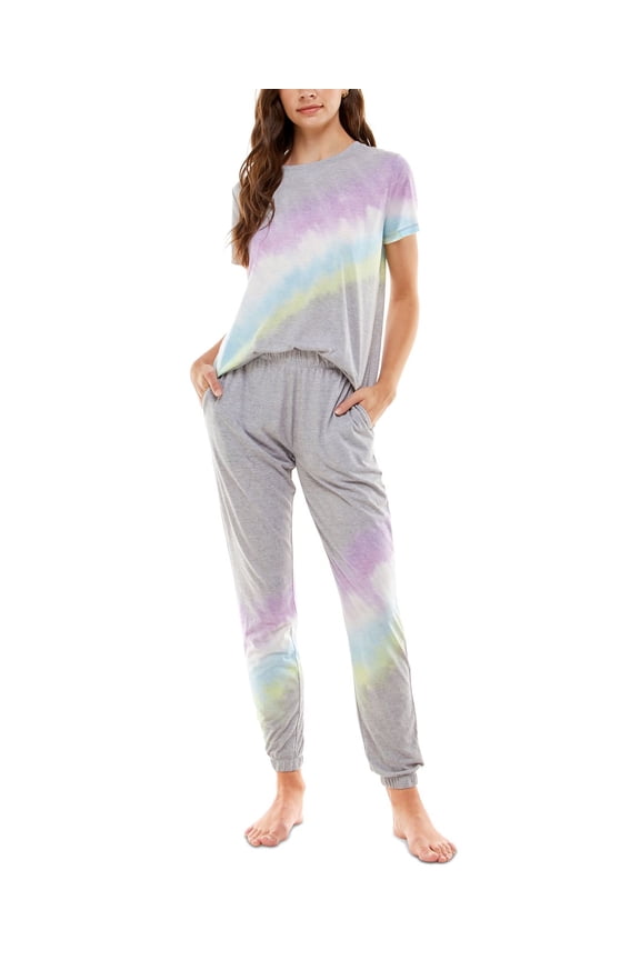 Womens Tie-Dyed T-Shirt and Jogger Pants Lounge Set