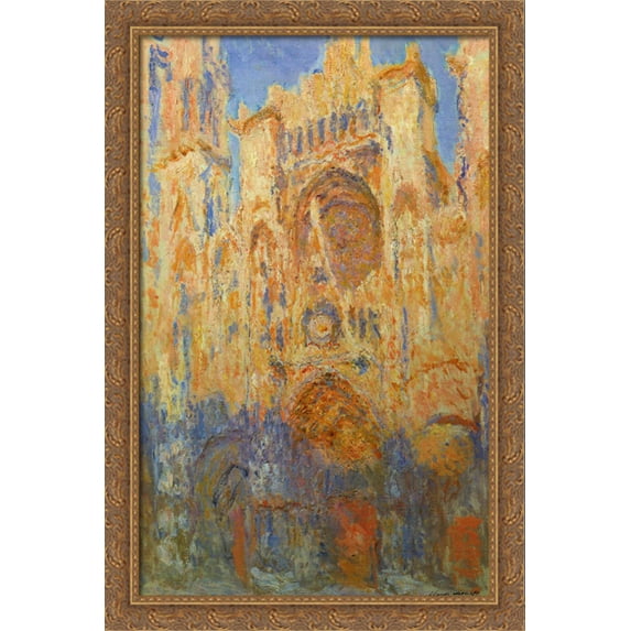 Rouen Cathedral 28x40 Large Gold Ornate Wood Framed Canvas Art by Claude Monet