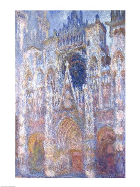 Rouen Cathedral Blue Harmony Morning Sunlight 1894 Canvas Art - Claude Monet (18 x 24)