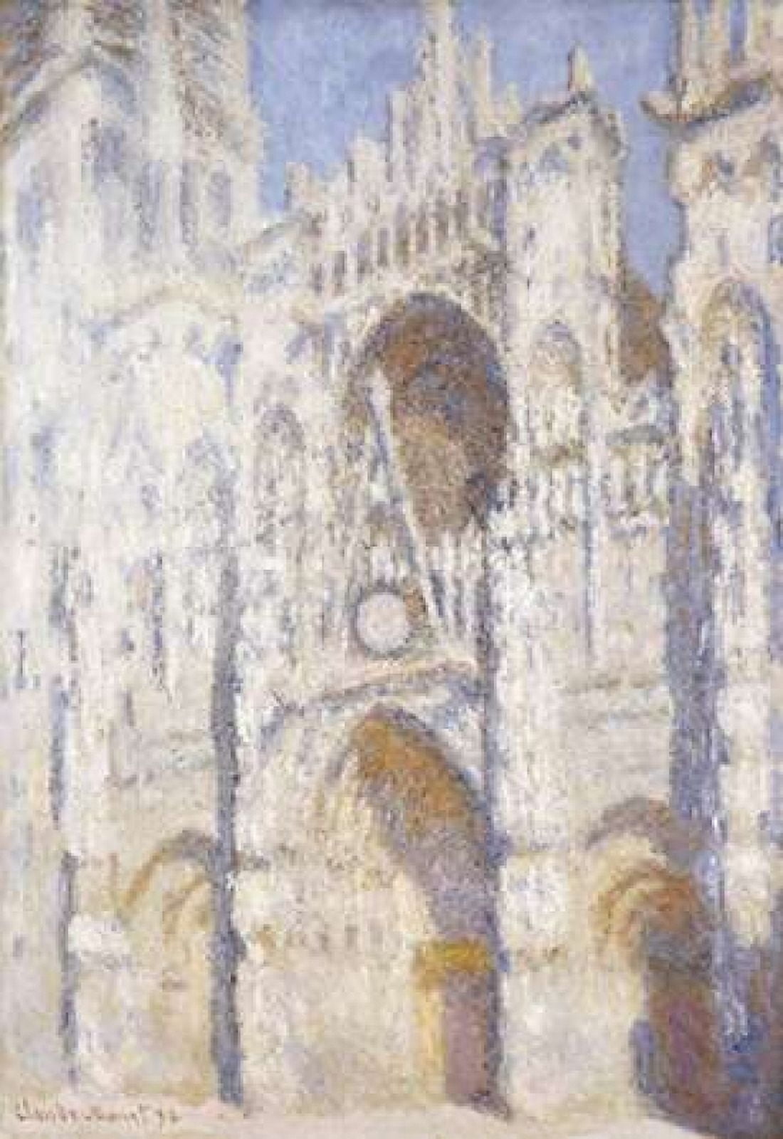 Rouen Cathedral in the Afternoon - The Gate in Full Sun Canvas Art - Claude Monet (20 x 28)