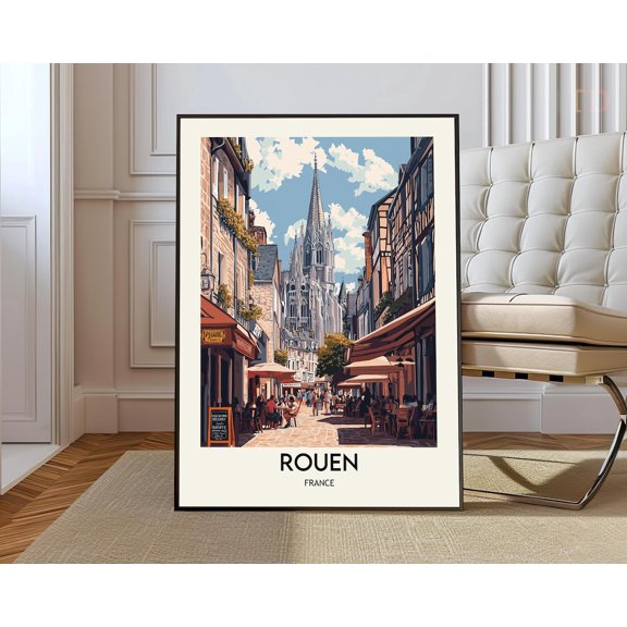 Rouen France City Map Poster, Unframed Paper Poster 8x10in