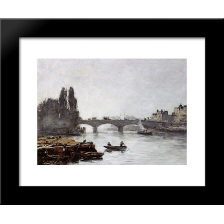 Rouen, the Pont Corneille, Fog Effect 20x24 Framed Art Print by Eugene Boudin