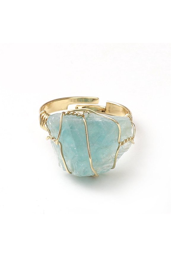 Rough Amethyst White Crystal Ring Natural Stone Jewelry