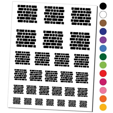 Rough Bricks Repeating Pattern Water Resistant Temporary Tattoo Set Fake Body Art Collection - Black