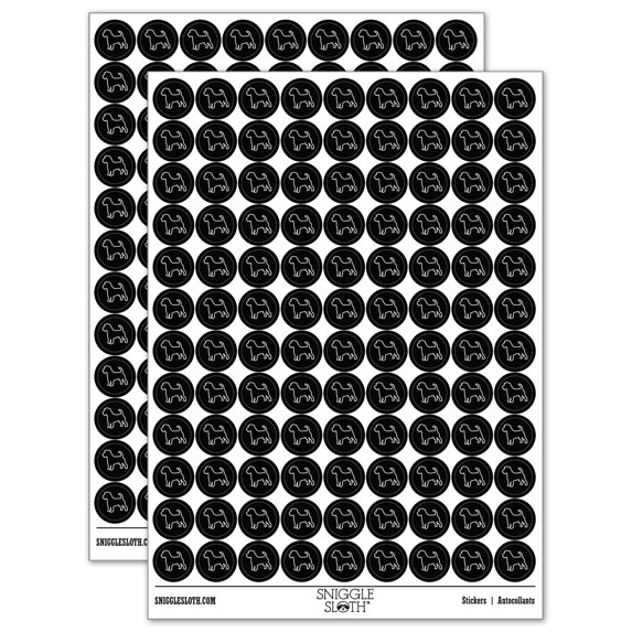 Rough Coated Jack Russell Terrier Parson Dog Outline 200+ Round Stickers - Black - Matte Finish - 0.50" Size
