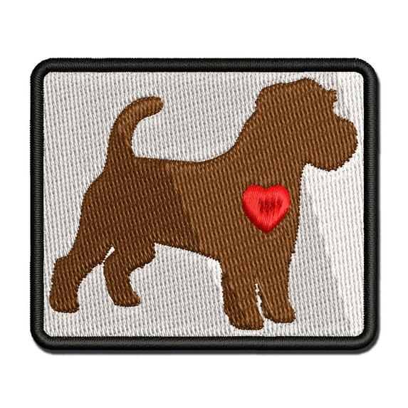 Rough Coated Jack Russell Terrier Parson Dog with Heart Applique Multi-Color Embroidered Hook & Loop Patch - 3.5 Inch Large