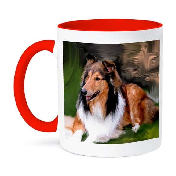 3dRose, Rough Collie, 11oz Two-Tone Red Mug