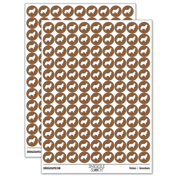 Rough Collie Dog Solid 200+ Round Stickers - Brown - Matte Finish - 0.50" Size