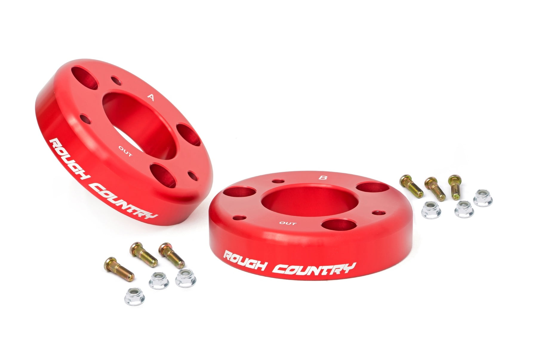 Rough Country 2" Leveling Kit (fits) 2009-2013 F150 | Red Billet Aluminum | Suspension System | 568RED
