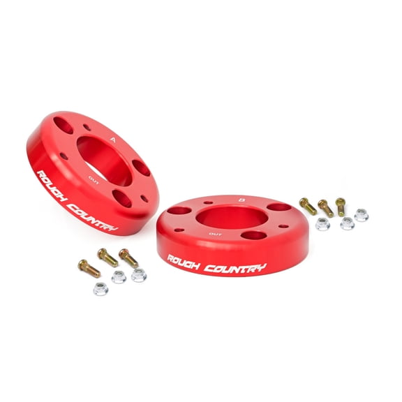 Rough Country 2" Leveling Kit (fits) 2009-2013 F150 | Red Billet Aluminum | Suspension System | 568RED