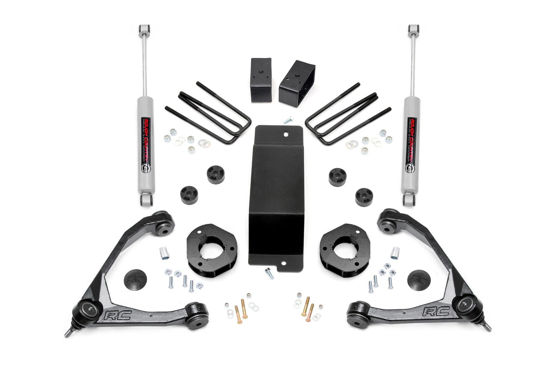 Rough Country 3.5" Lift Kit fits 2007-2018 Chevy Silverado GMC Sierra 1500 4WD | N3 Shocks | Forged Control Arms |19431A