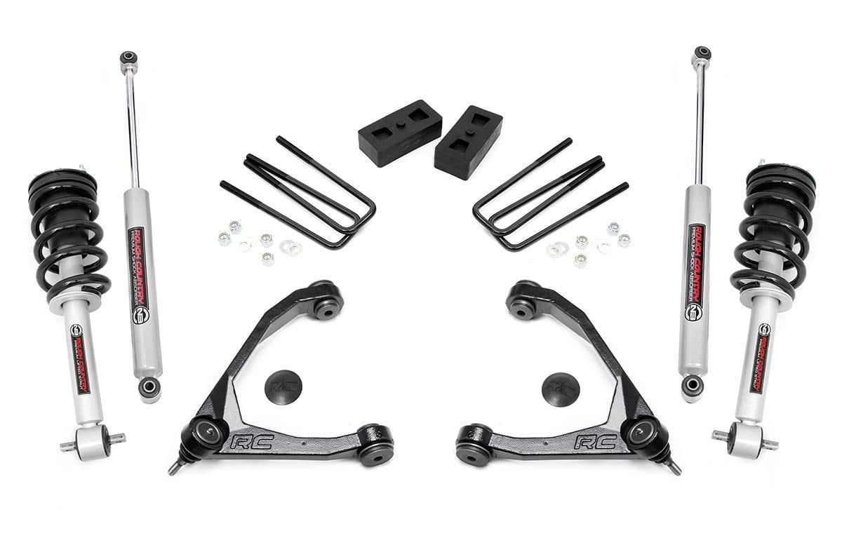 Rough Country 3.5" Lift Kit (fits) 2014-2018 Chevy Silverado GMC Sierra 1500 2WD | N3 Struts/Shocks | 198.23