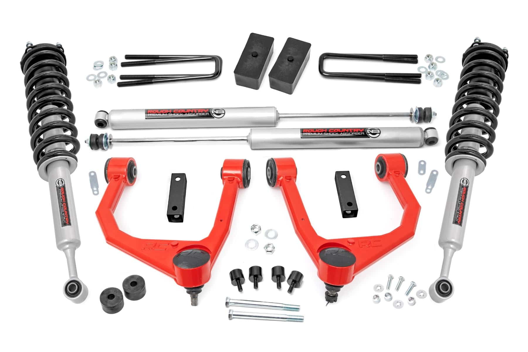 Rough Country 3.5" Lift Kit w/N3 Struts for 2007-2021 Toyota Tundra - 76831RED