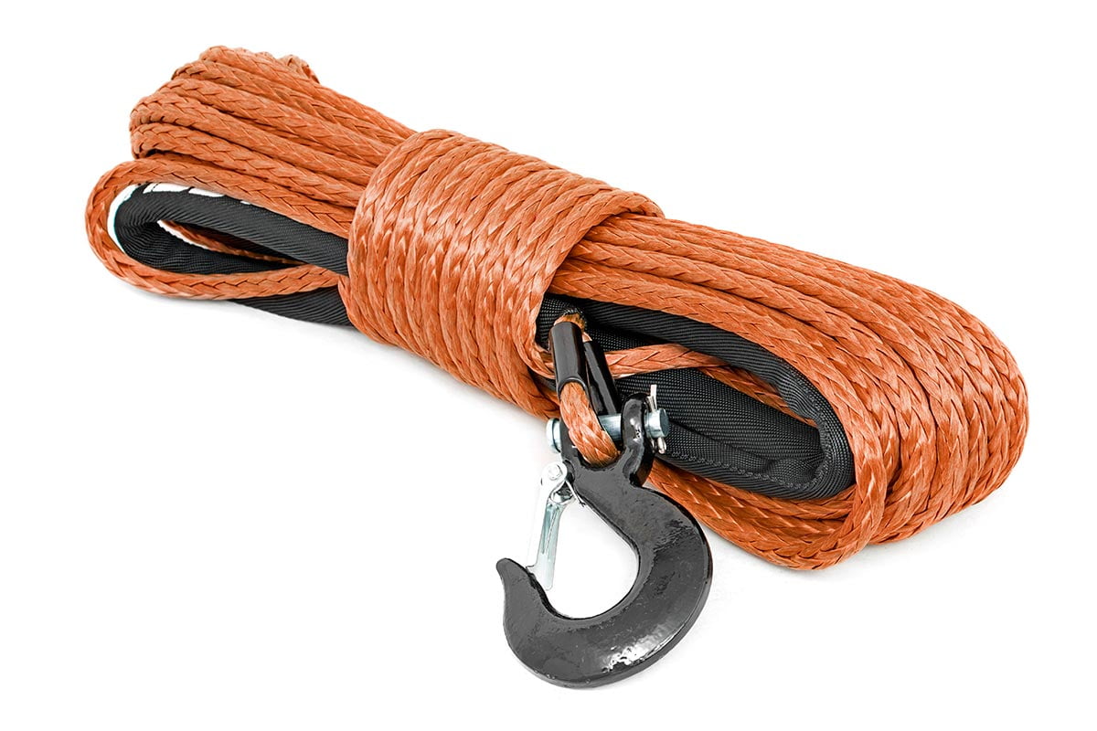 Rough Country 3/8 Orange Synthetic Winch Rope with Clevis Hook