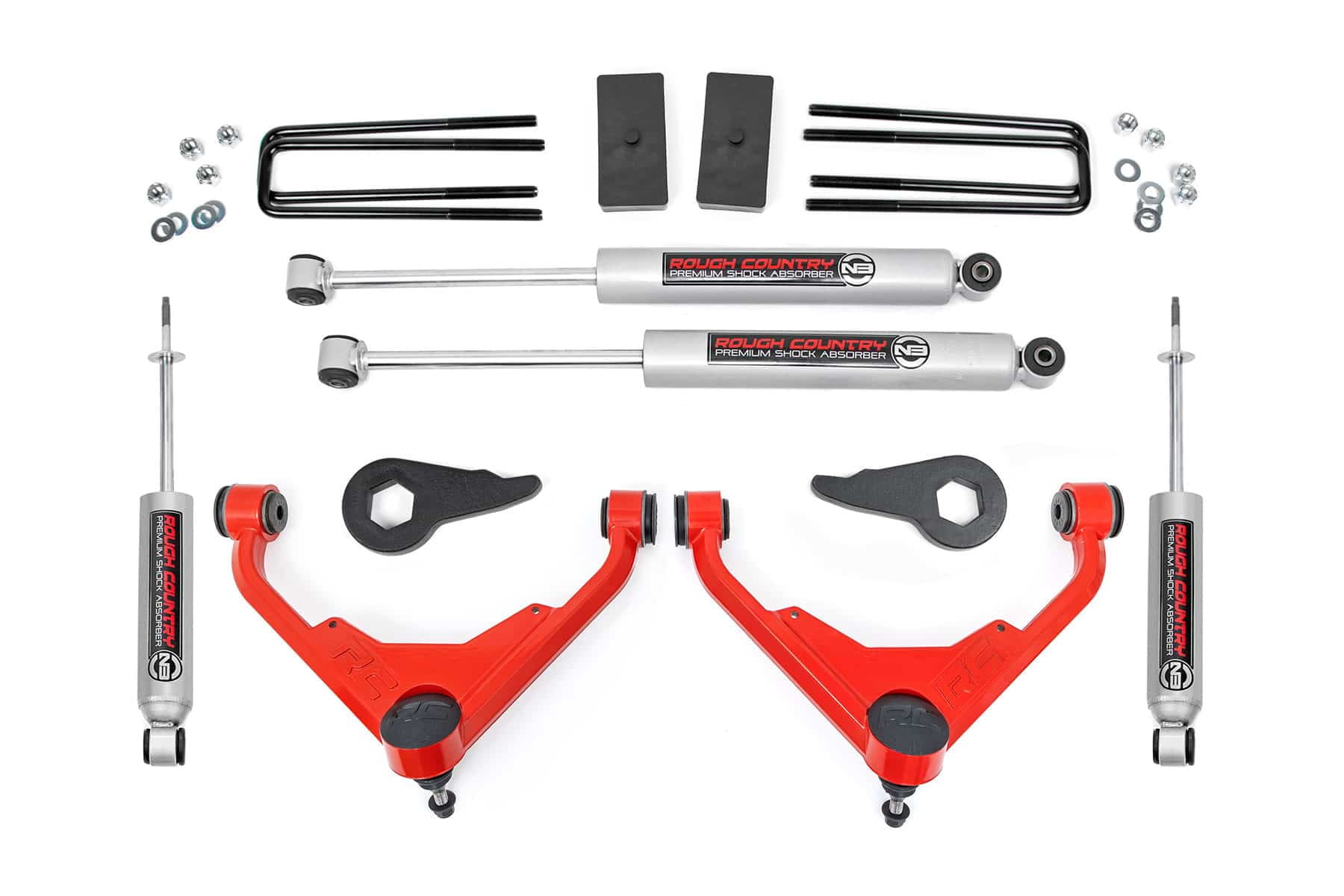 Rough Country 3" Lift Kit for 2001-2010 Chevy/GMC 2500HD | FT Codes - 8596N2RED