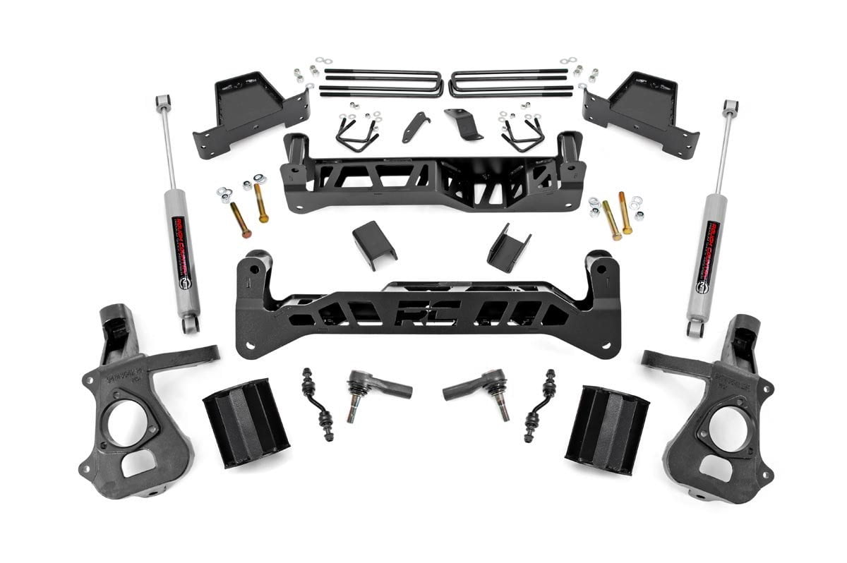 Rough Country 7" Lift Kit (fits) 2014-2018 Chevy Silverado GMC Sierra 1500 2WD | N3 Shocks | Knuckles | 23732