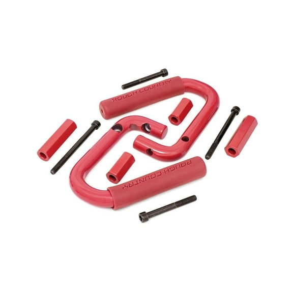 Rough Country Front Grab Handles for 2007-2018 Jeep Wrangler JK | Red - 6501RED