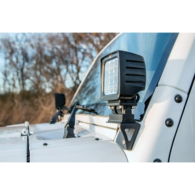 Rough Country Lower Windshield Light Brackets for 07-18 Jeep Wrangler JK - 6004 Fits select: 2008,2015-2018 JEEP WRANGLER UNLIMITED