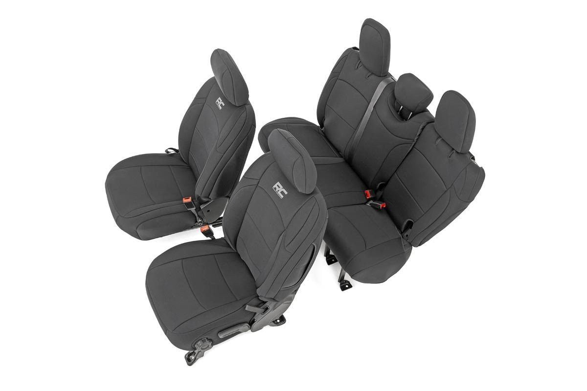 Rough Country Neoprene Seat Cover (fits) 2018-2020 Jeep Wrangler JL | 4DR | Rear Center Armrest | 1st/2nd Row | 91012
